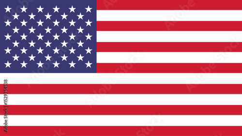 Illustration of the United States of America flag with stars and red white stripes