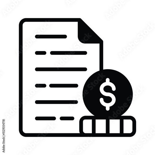 A solid style icon of printed financial statement