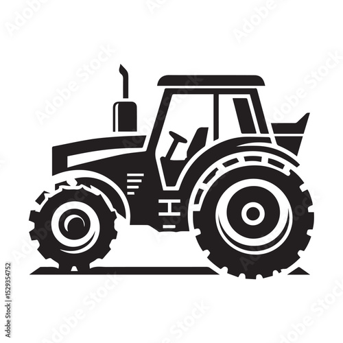 High-Quality black and white Tractor icon Vector Illustrations for Farm and Agriculture Design