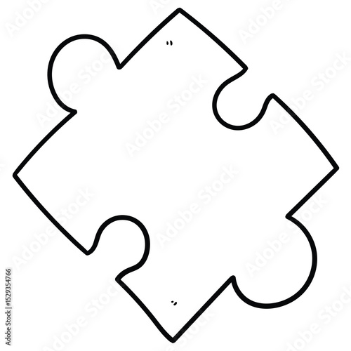 Hand drawn doodle puzzle piece on white background.