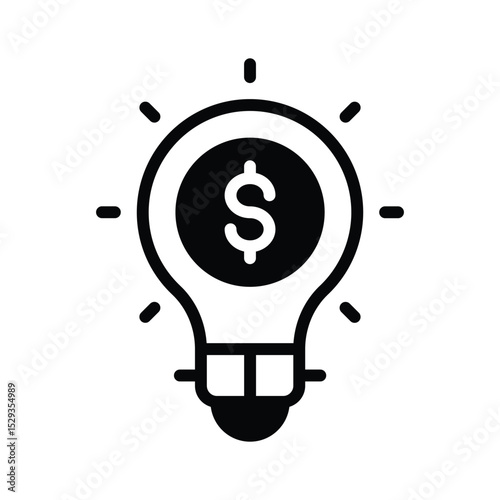A glyph style icon depicting financial idea bulb