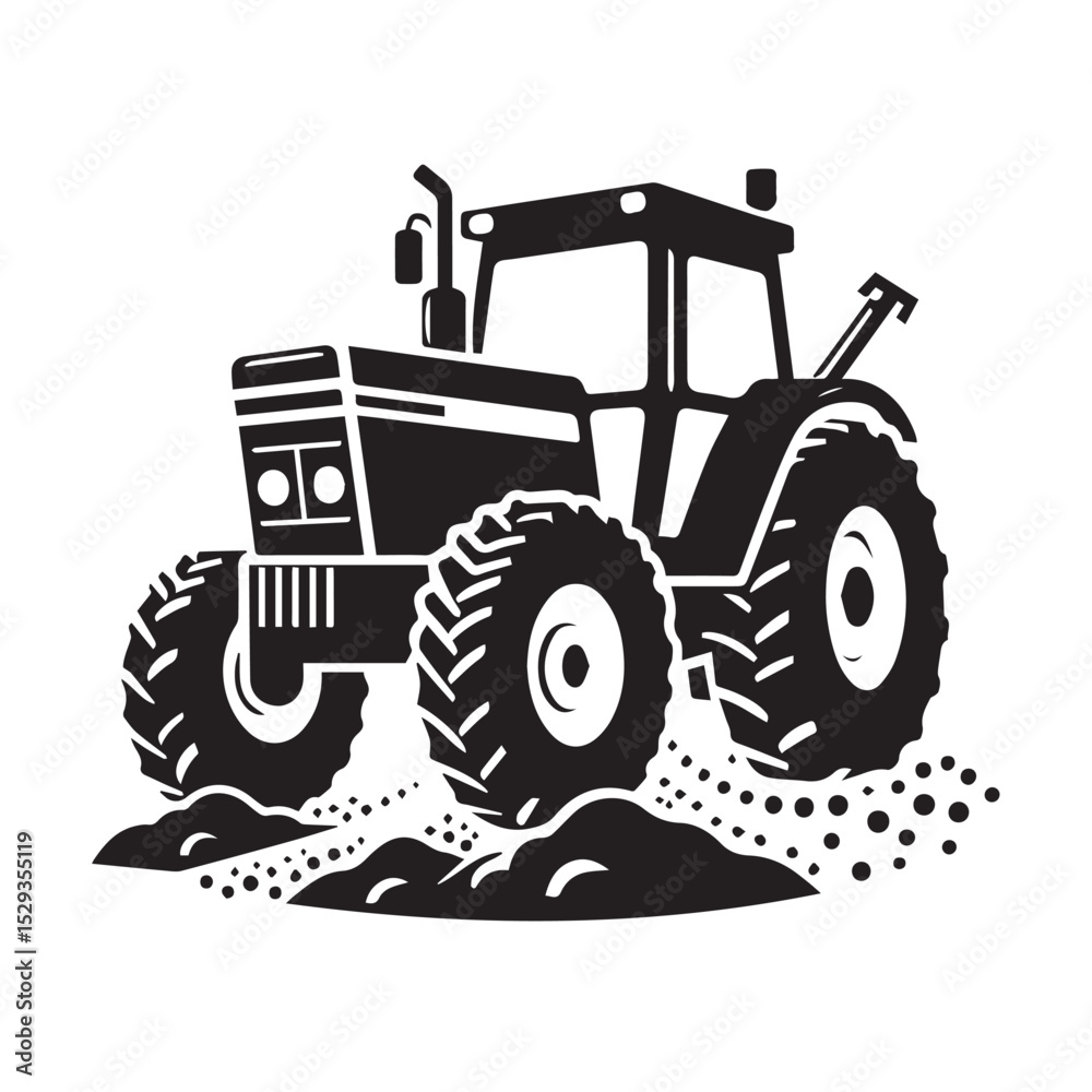 Fototapeta premium High-Quality black and white Tractor icon Vector Illustrations for Farm and Agriculture Design