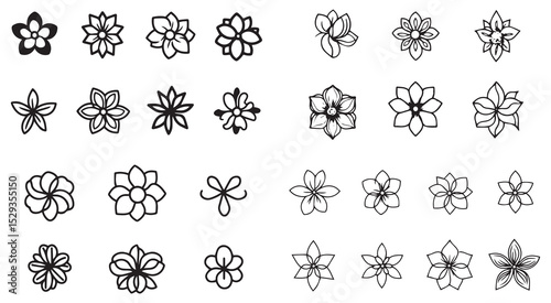 Black and White Flower Line Art Designs Collection