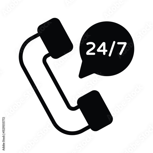 A glyph style icon showing customer support phone call