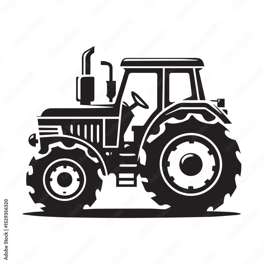Obraz premium High-Quality black and white Tractor icon Vector Illustrations for Farm and Agriculture Design