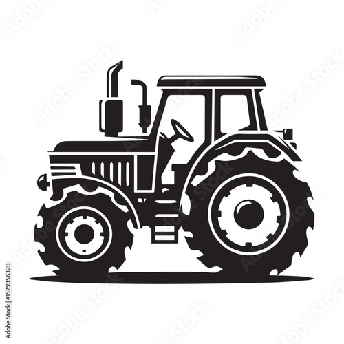 High-Quality black and white Tractor icon Vector Illustrations for Farm and Agriculture Design