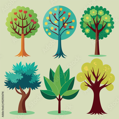 Set of different tree design
