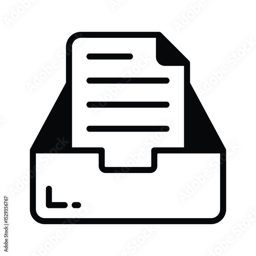 A solid style icon showing organized file drawer