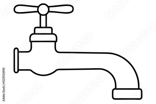 Line drawing of a faucet vector illustration.
