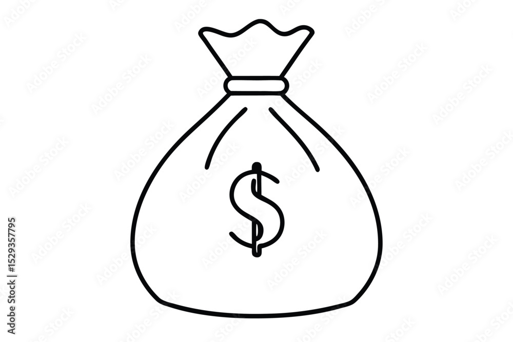Money bag line art vector illustration Money bag line art vector illustration
