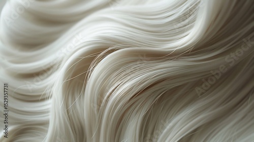 Close up of sleek white straight hair capturing fine silky texture and pristine brilliance