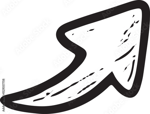 A hand-drawn up arrow icon representing uploads and sharing in social media, ideal for posting, distribution, and creative digital content design projects