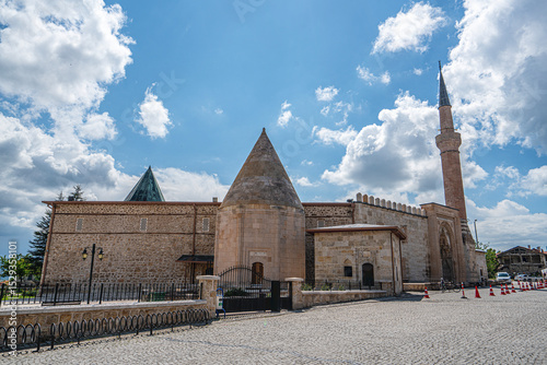 The scenic views of Eşrefoğlu Mosque, which is a 13th-century mosque situated  north of the Beyşehir Lake and the wooden columns are made of cedar in Beyşehir, Konya, Turkey