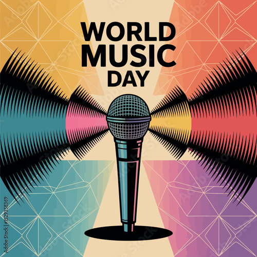 World Music Day Microphone Poster Sound Celebration Global Festival Art