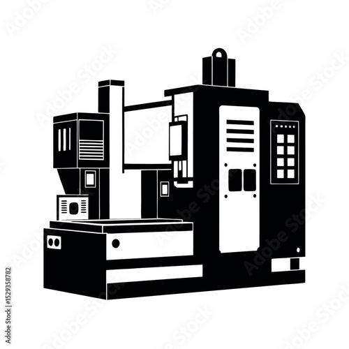 Horizontal Machining Center Black Vector