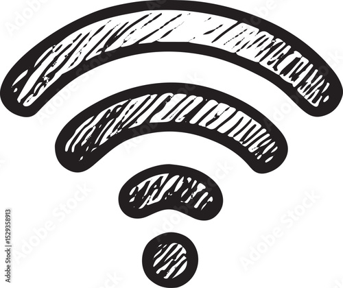 A hand-sketched Wi-Fi icon symbolizing internet connectivity in social media, perfect for wireless, network, and modern digital communication design projects