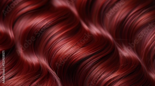 Close up of ultra smooth mahogany brown wavy hair each wave perfectly defined and luminous