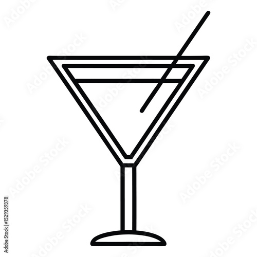 A sophisticated martini glass icon. This elegant thin line art is perfect for bar menus, party invitations, and lounge branding. It conveys style and celebration with a minimalist aesthetic.