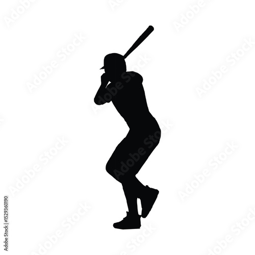 Baseball player silhouette design vector. Baseball swing vector silhouette illustration on a white background