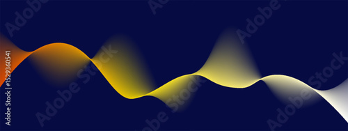 Flowing dark blue curve shape with soft gradient vector abstract background, relaxing and tranquil art, can illustrate health medical or sound of music. Vector illustration
