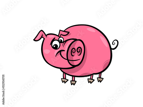 A Cartoon Pig With a Big Snout and Pink Skin