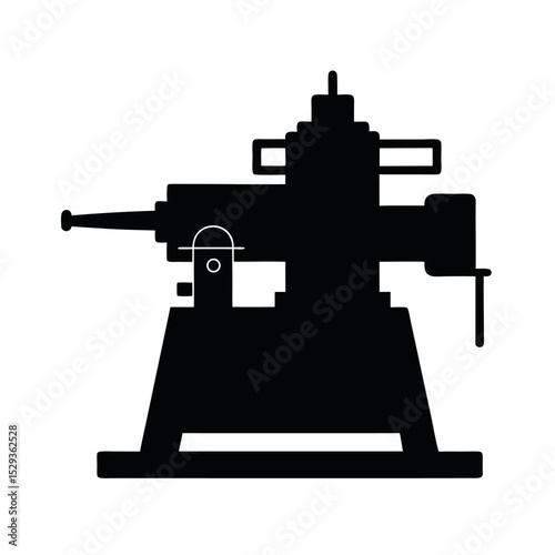 Lathe Turret Machine Black Silhouette Vector Design