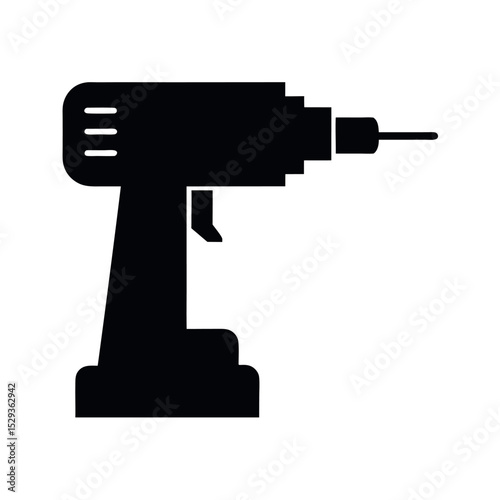 Magnetic Drill Machine Black Silhouette Vector Design