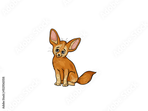 Adorable Fennec Fox Sitting With Its Large Ears Perked Up