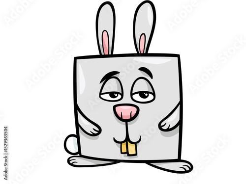 The Adorable Square Shaped Cartoon Rabbit With Big Buck Teeth and Sleepy Eyes