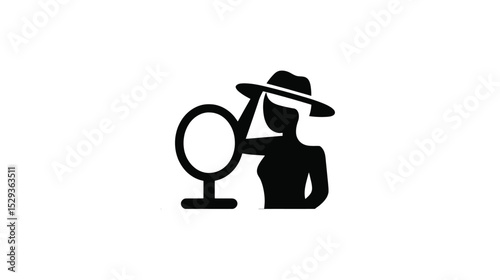 Vector silhouette Elegant Woman Adjusting Hat: A Minimalist Fashion Icon