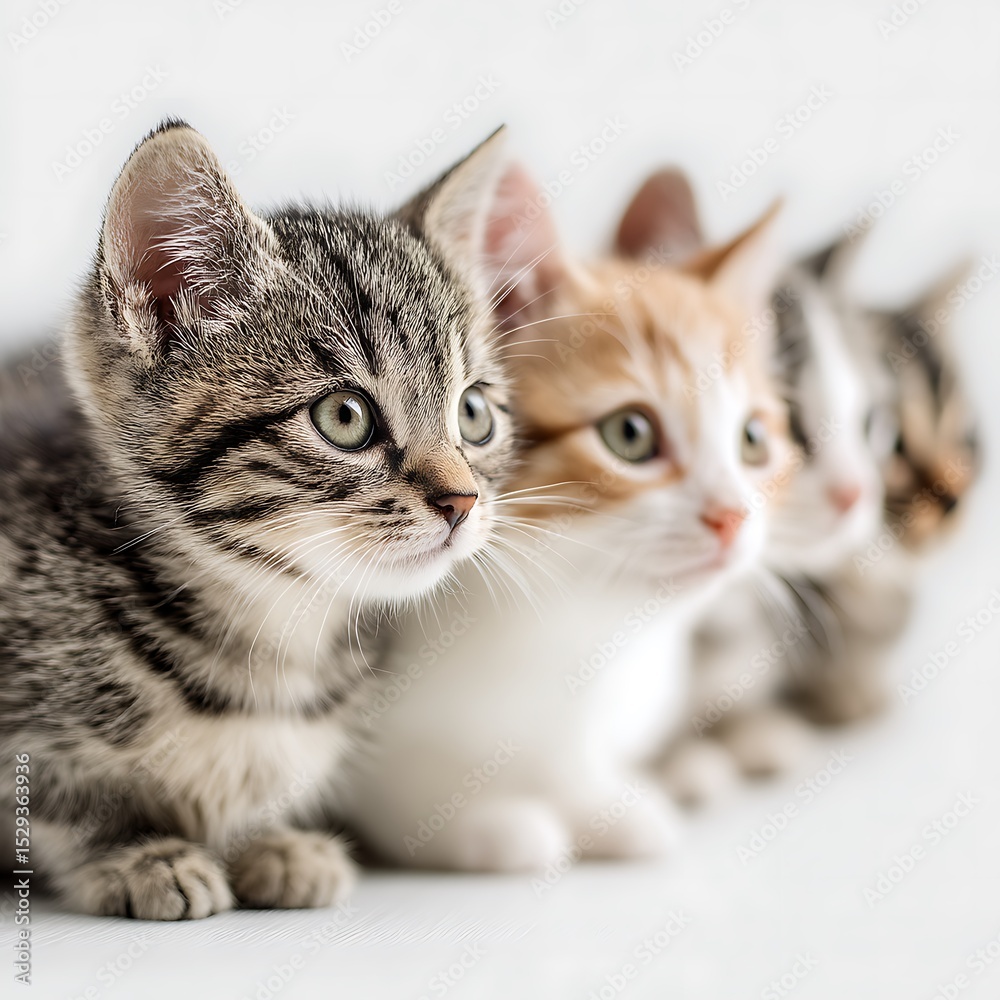 Obraz premium Row of adorable kittens posing for a photo