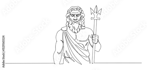 poseidon with trident greek mythology outline vector