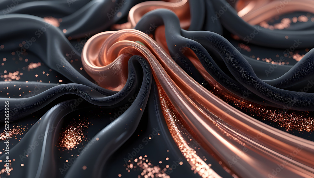Luxurious Black and Rose Gold Fabric with Glittering Details Luxurious Black and Rose Gold Fabric with Glittering Details