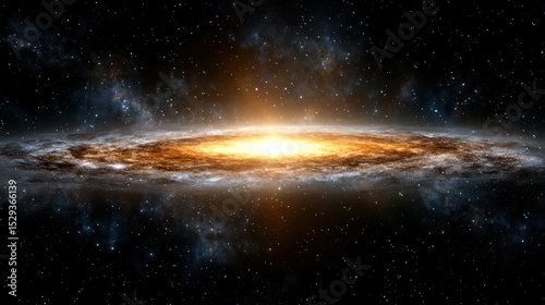 Bright galactic center emitting intense light, colorful cosmic scene