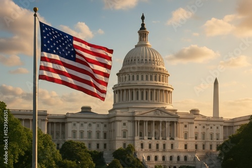 Iconic American government building scene.