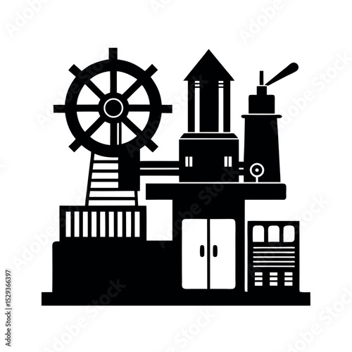 Milling Center Machine Vector Art