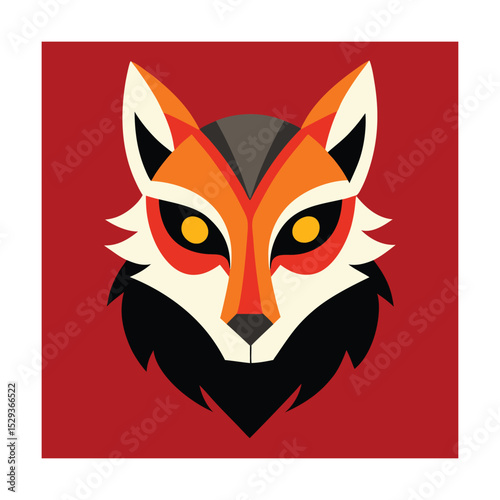 Geometric fox head design with bold colors and modern graphic style for branding