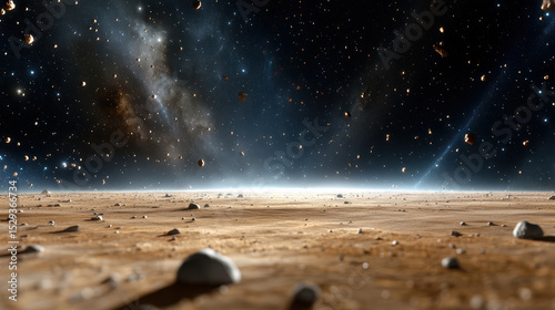 Chaotic asteroid fields surround distant solar system, creating stunning cosmic landscape