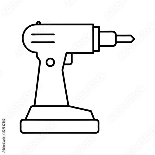 Automatic Drilling Machine Line Art Vector Design
