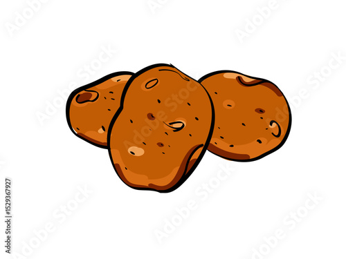 Three Ripe Brown Potatoes Ready for Cooking and Eating