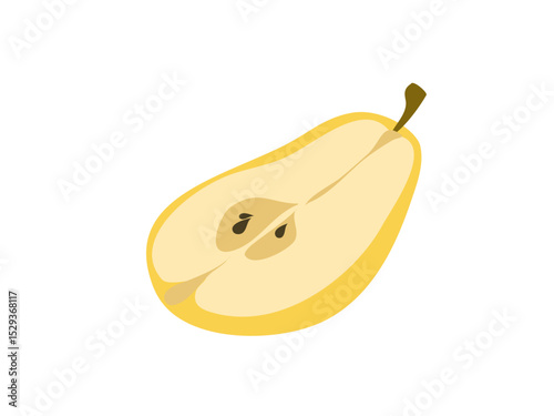 Delicious Ripe Yellow Pear Cut in Half Showing Seeds and Texture