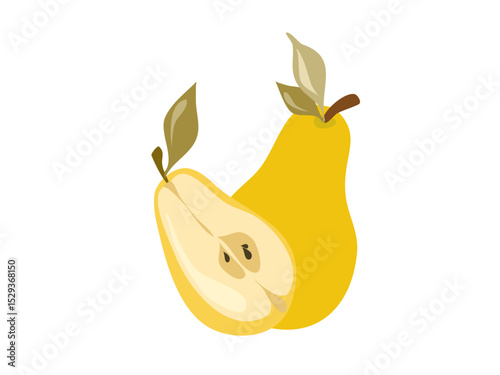 Fresh Ripe Yellow Pears Isolated on White Background for Healthy Eating