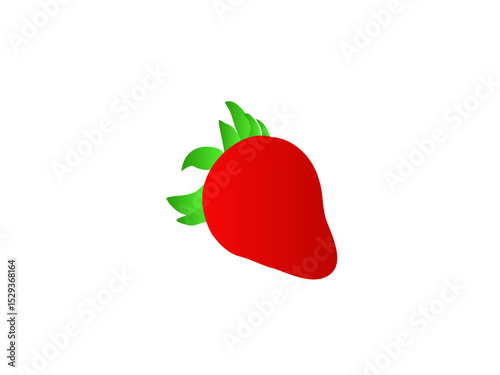 Bright Red Strawberry Fruit with Green Leaves Fresh and Juicy