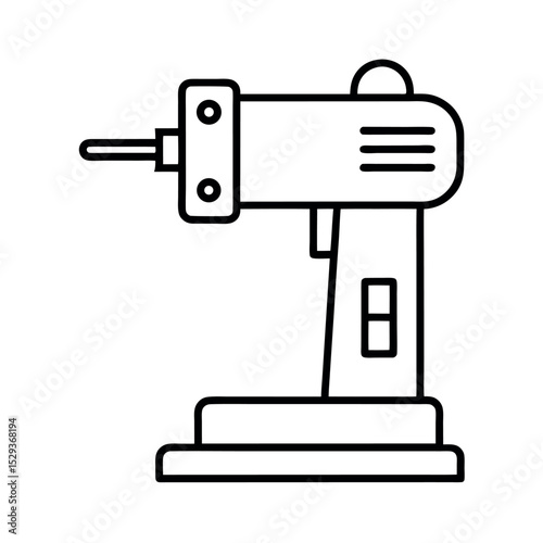 Automatic Drilling Machine Engineering Line Art