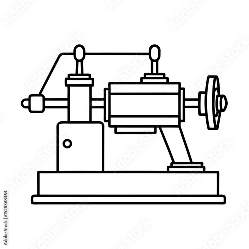 Automatic Lathe Machine Line Art Vector Design