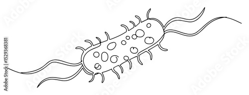 bacteria one line vector illustration