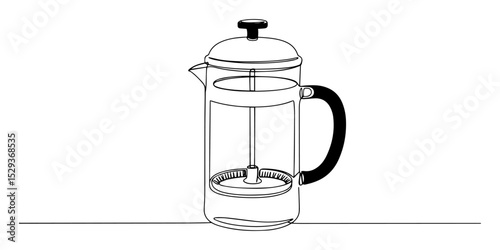 french press one line vector drawing