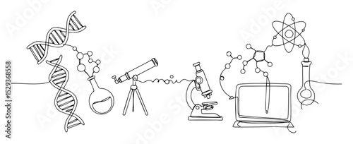 science equipment one line illustration