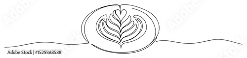 latte art one line vector illustration