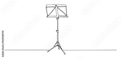 music stand one line vector drawing